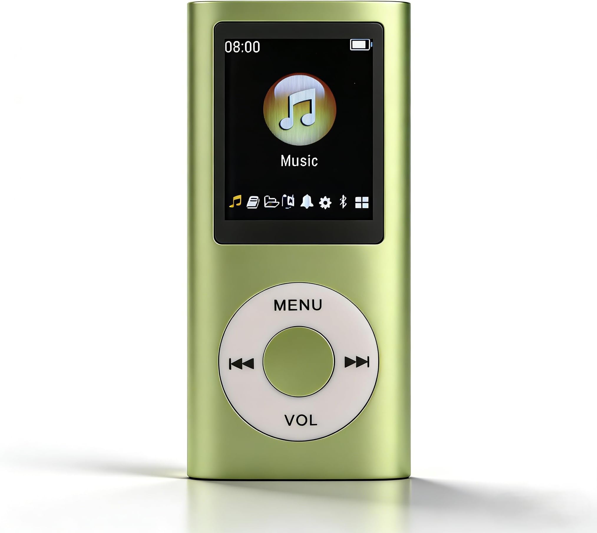 Bewinner MP3 Player with Bluetooth, 1.8 Inch Screen, HiFi Lossless Sound, Portable Digital Music Player Supports 64GB TF Card for Sports, Running (Earphones Included) (Green)