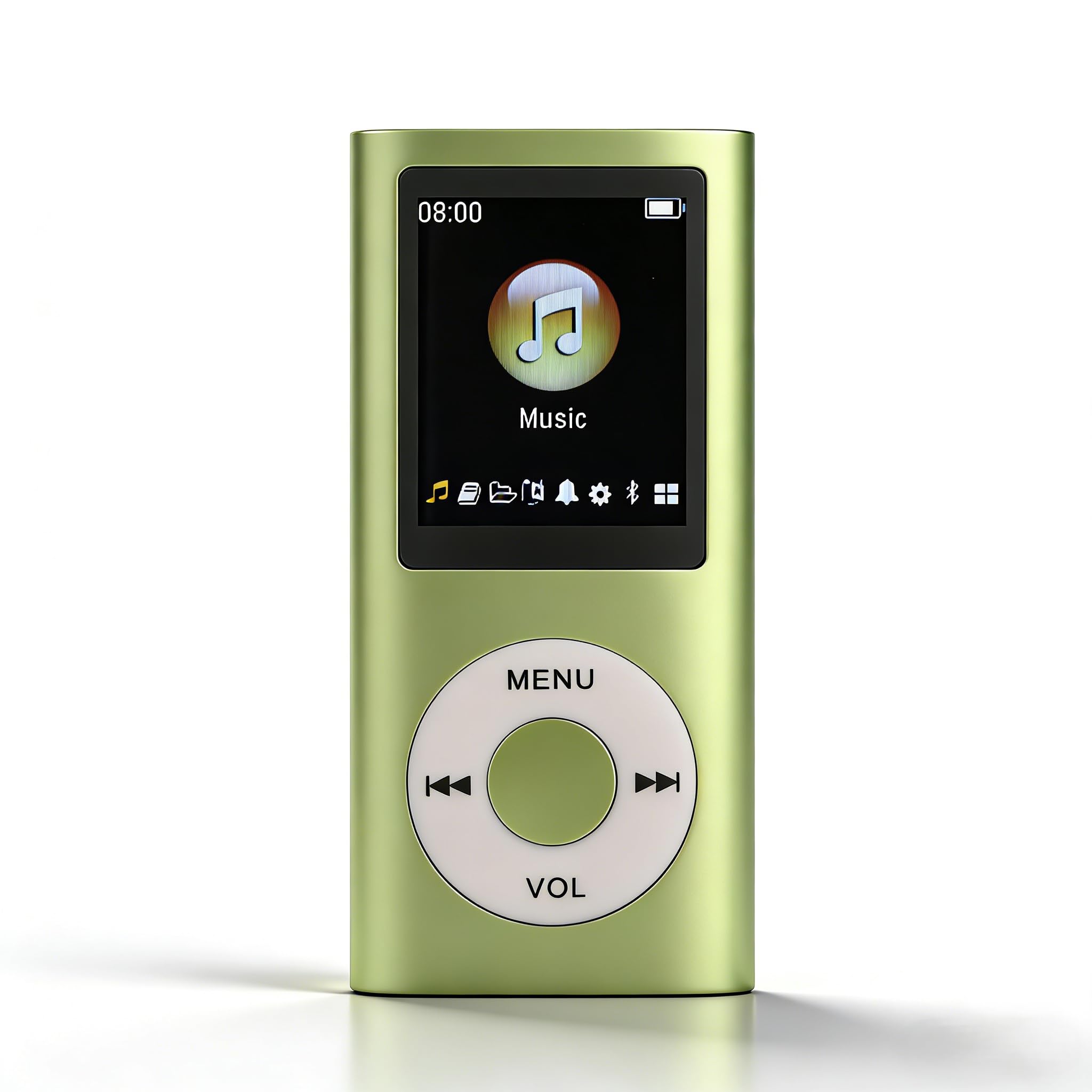 Bewinner MP3 Player with Bluetooth, 1.8 Inch Screen, HiFi Lossless Sound, Portable Digital Music Player Supports 64GB TF Card for Sports, Running (Earphones Included) (Green)