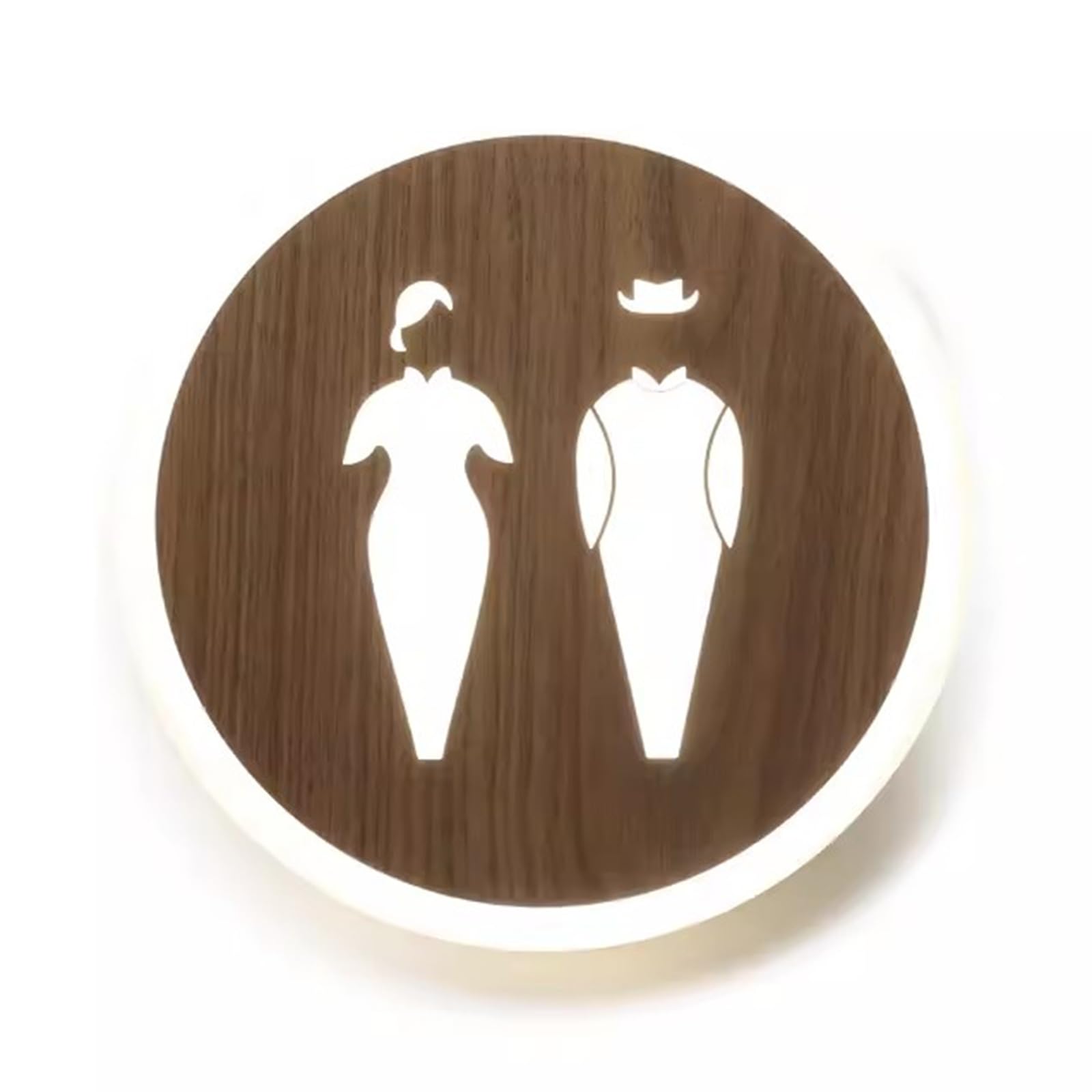 vrfvsdasAAS LED restroom sign, 8 Inch Round Luminous Sign for Bathroom, Wall Mount Install, for, Office or Business Signs