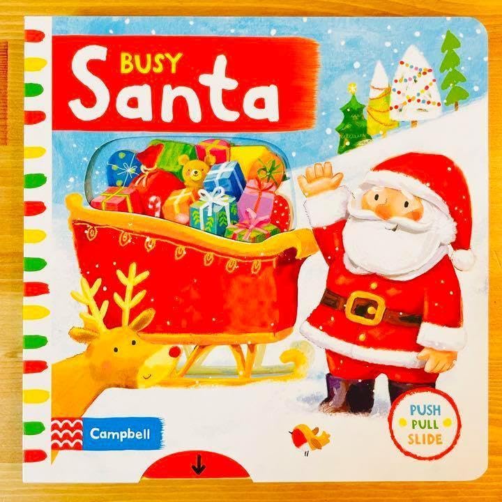 Amazon.co.jp: 英語絵本Busy Santa クリスマス 洋書 しかけ絵本 英語