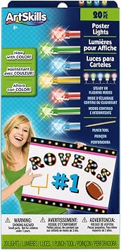 ArtSkills Rainbow Poster Lights, Poster Board Decorations, Sign Making & Science Fair Board Supplies, Battery-Operated String Light Kit, 20 Lights