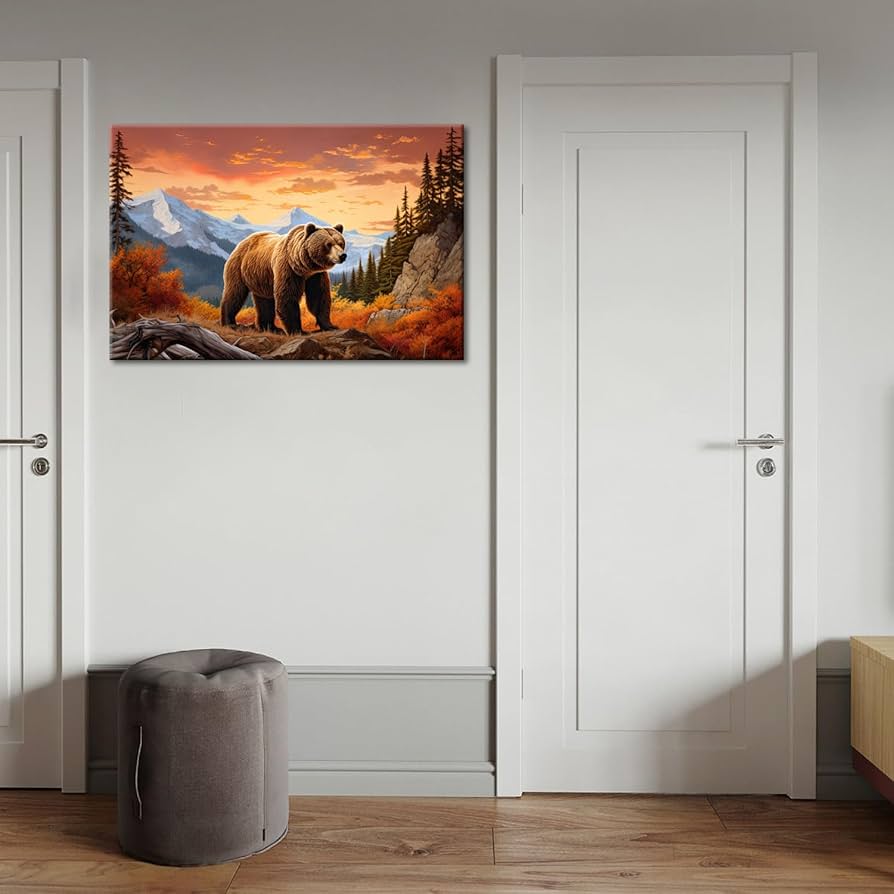 Amazon.com: Abstract Animal Wall Art Brown Bear in the