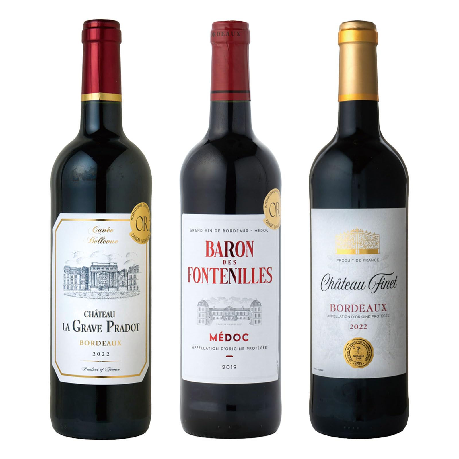 Amazon.co.jp: ボルドー金賞受賞ワイン3本セット_750ml×3本[赤ワイン_