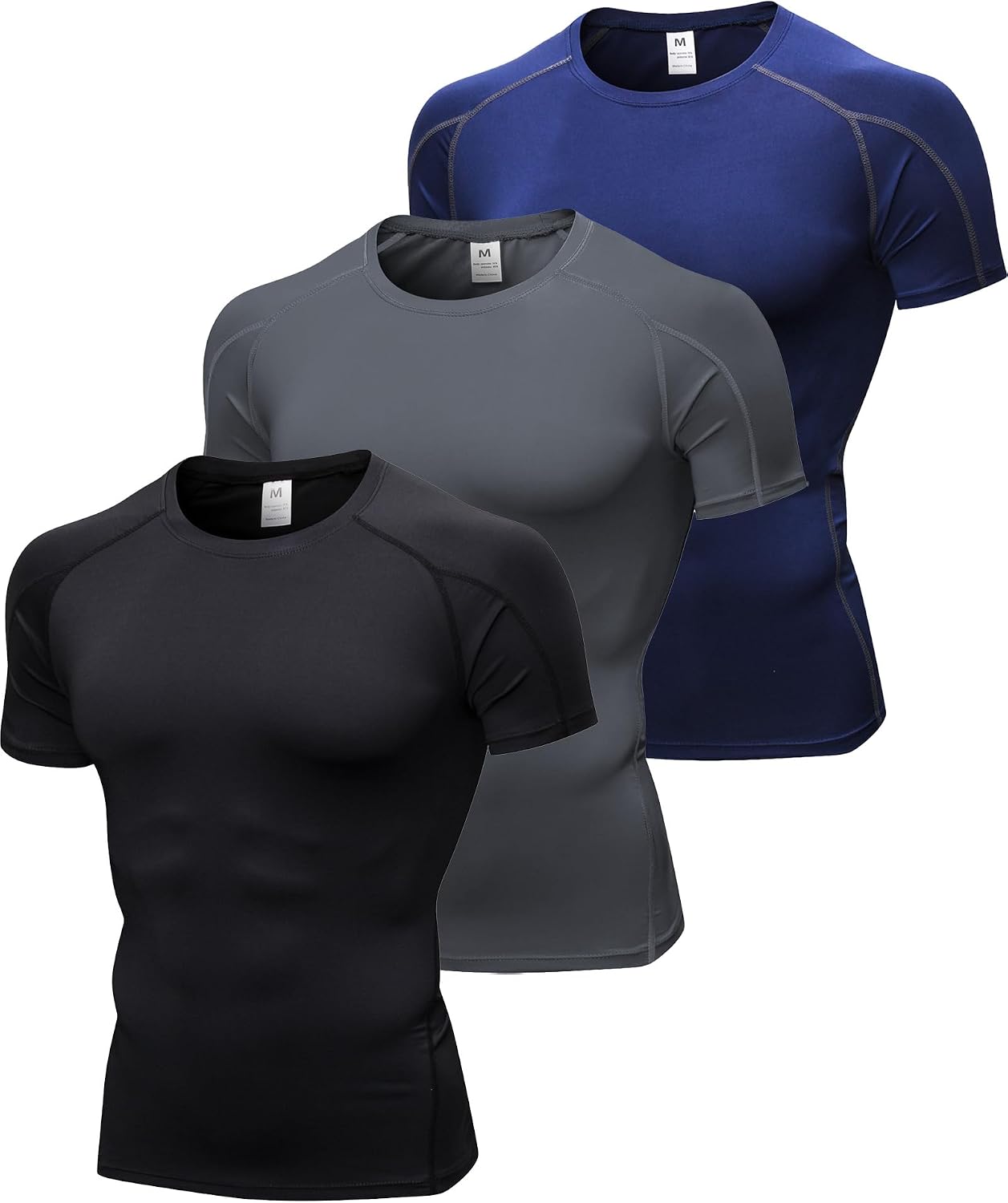 Short Sleeve Compression Shirt Men Athletic Gym Cool Dry Base Layer Workout Tops Slim Fit Undershirts T-Shirt