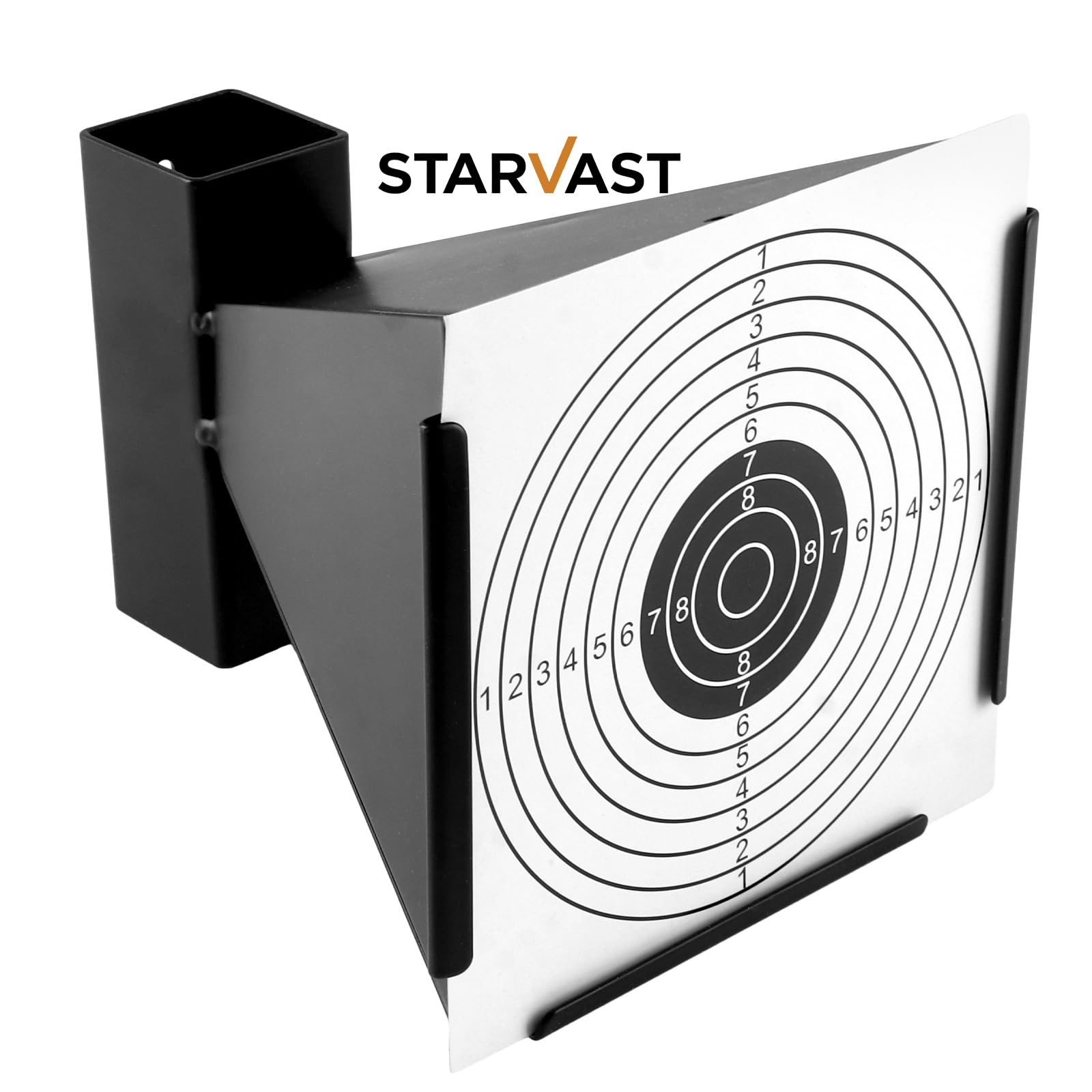 STARVAST Kugelfang 14x14 cm Trichter aus Metall inkl 200 Luftgewehr Zielscheiben für Pistole Luftgewehr Airsoft Target Zielscheibe für Kugelfang14x14cm