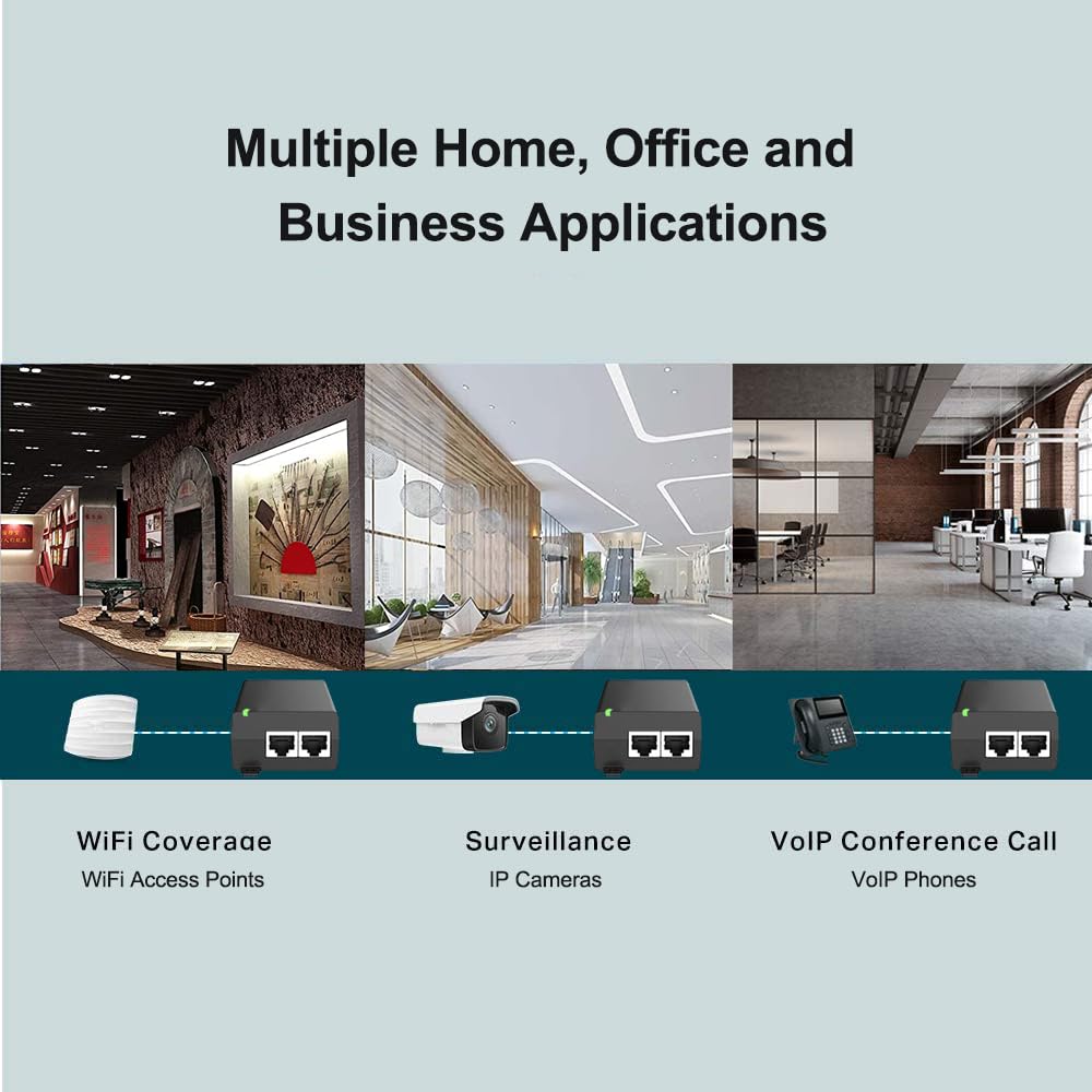 5G POE++ Injector 60W, IEEE 802.3bt/af/at, 5G/2.5Gbps/1Gigabit PoE+ Ethernet Adapter, Network a PoE Device up to 100.0 m, for High Power PTZ Camera, VOIP Phone, AP etc.