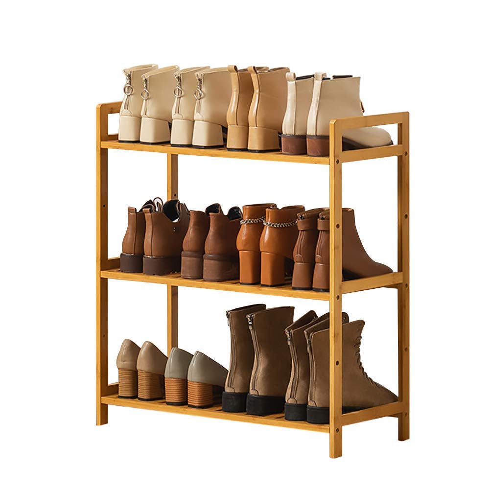 Zapatero de bambú de 3 Niveles para Entrada, Estante de Almacenamiento Sencillo para Sala, baño y Oficina. Diseño Compacto (3,68 × 25 × 71 cm).