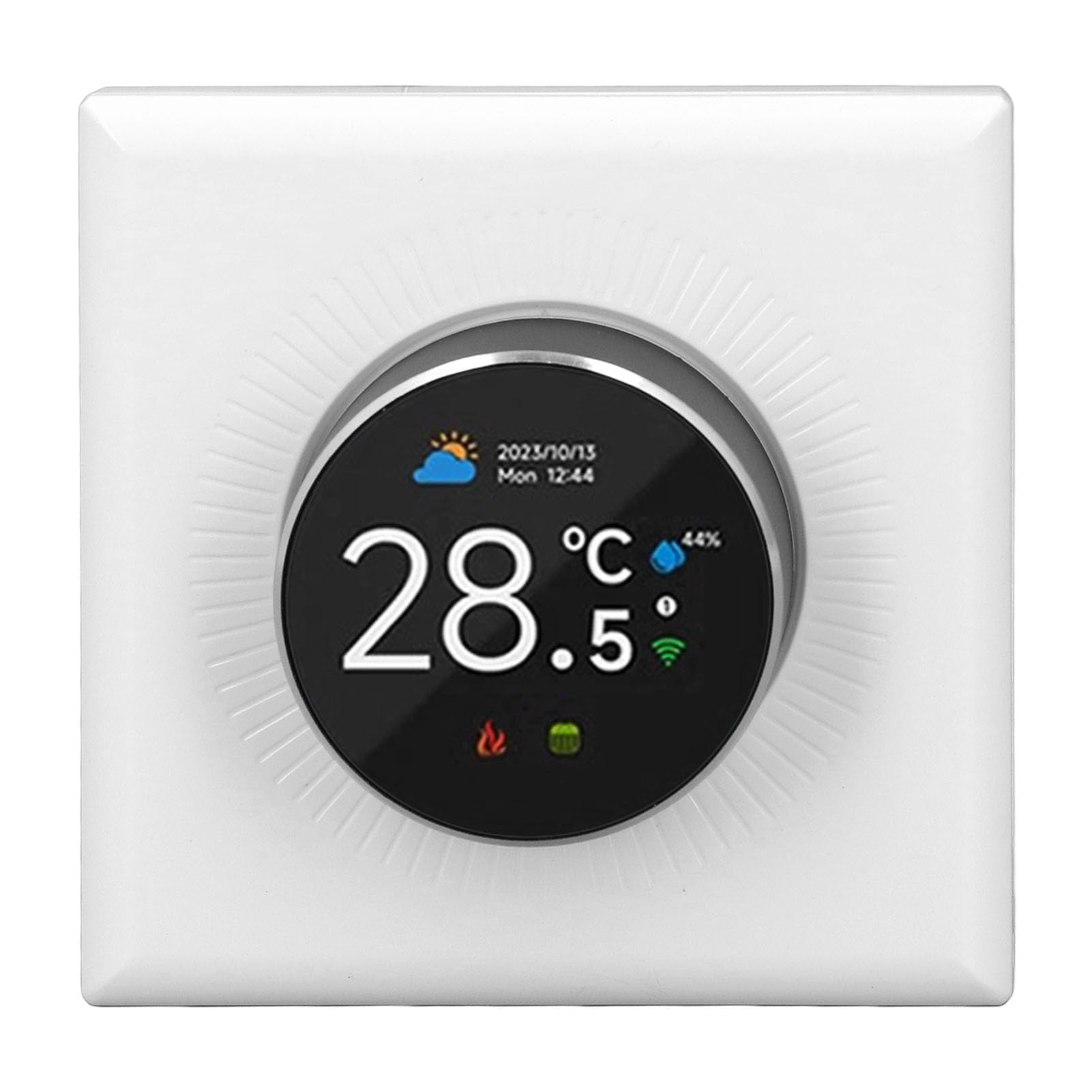 Programowalny Termostat Wi Fi, Dwukierunkowe Pokrętło Obrotowe Efekty świetlne Otoczenia Dokładna Kontrola Temperatury Inteligentny Termostat do Domu, Cyfrowy z 8 Funkcjami Głos