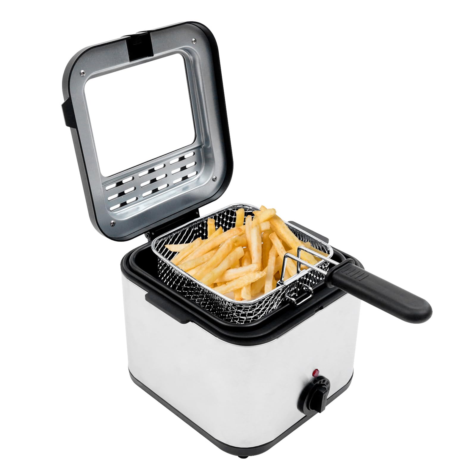 Deep Fryer with Frying Baskets Professional Style 2.5L Electric Deep Fryer 110V 1000W Stainless Steel Chicken Electric Deeps Fryers for Fried Chicken, Shrimp, French Fries, Chips (Silver)