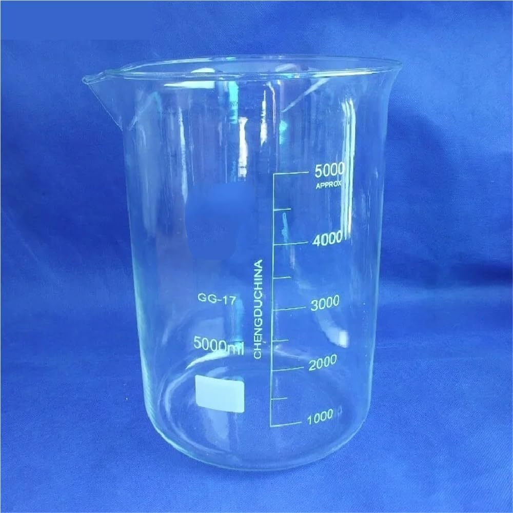 Zlewka laboratoryjna, Zlewka Szklana 5000 Ml, Niska Forma Boro 3, Z Podziałką I Miarką Do Laboratorium
