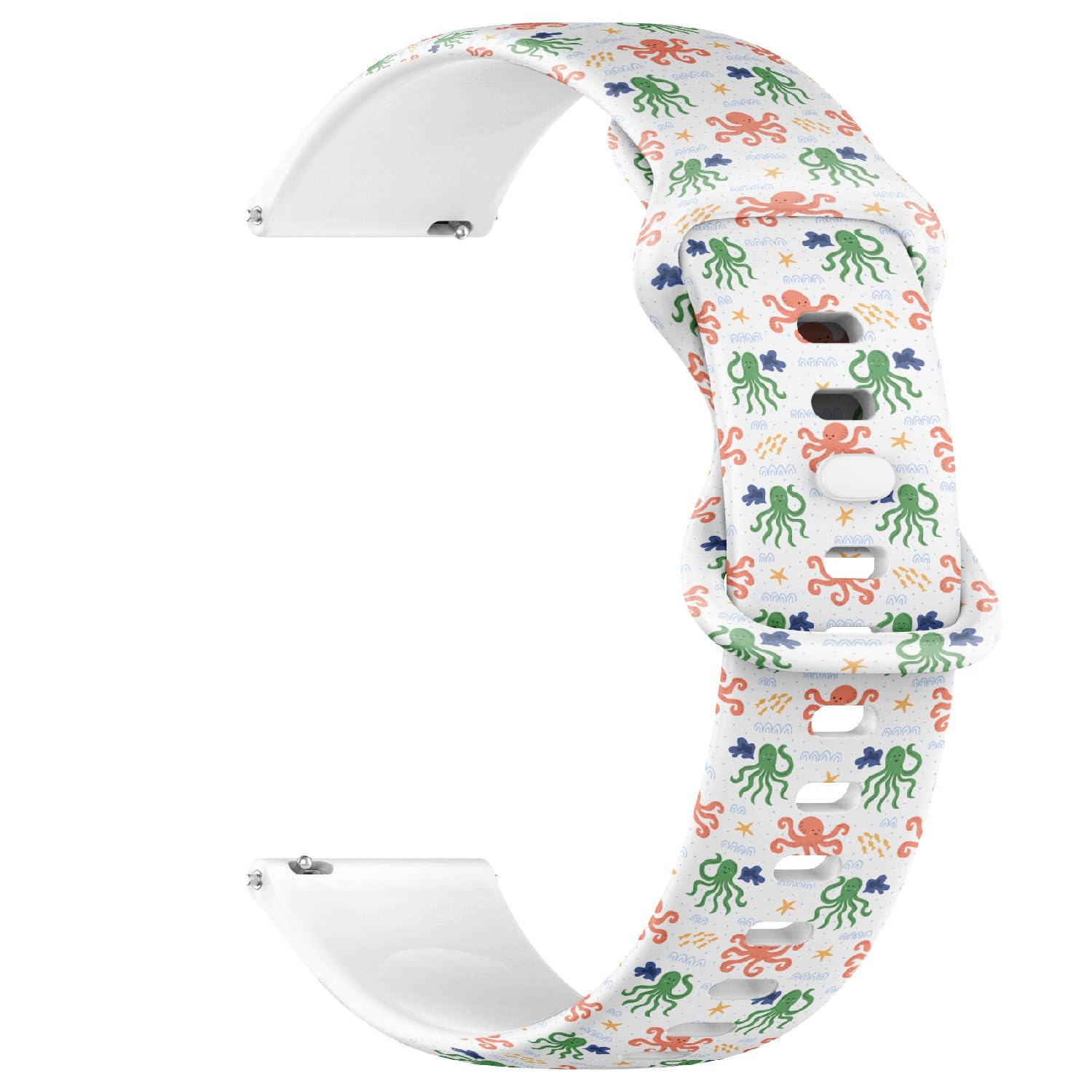 Compatible with Garmin Fenix 7/7 Pro, Fenix 6/6 Pro, Fenix 5/5 Plus, Epix (Gen2) / Epix Pro (Gen2), 22mm Sport Watch Band (Cute Repeated Ornament Octopus) Silicone Soft Strap Bracelet