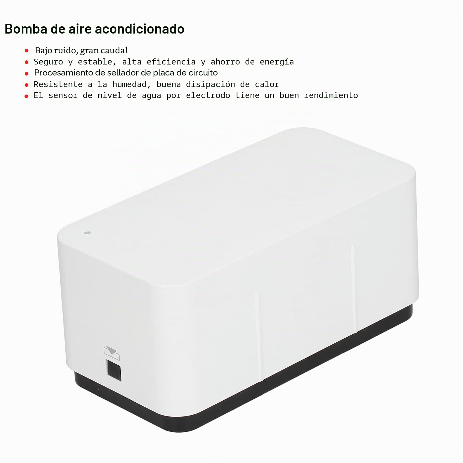 Bomba de Eliminación de Condensado, 110-240V 50-60Hz Silenciosa | Bomba de Drenaje para Aire Acondicionado, Sensor de Nivel por Electrodo, Instalación de Pared, Flujo 24m³/h, Elevación 12m