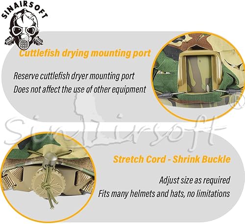 Miniatura 10 de SINAIRSOFT Cubierta de casco táctico transpirable 3D camuflaje casco cubierta para paintball militar tiro equipo combate casco rápido