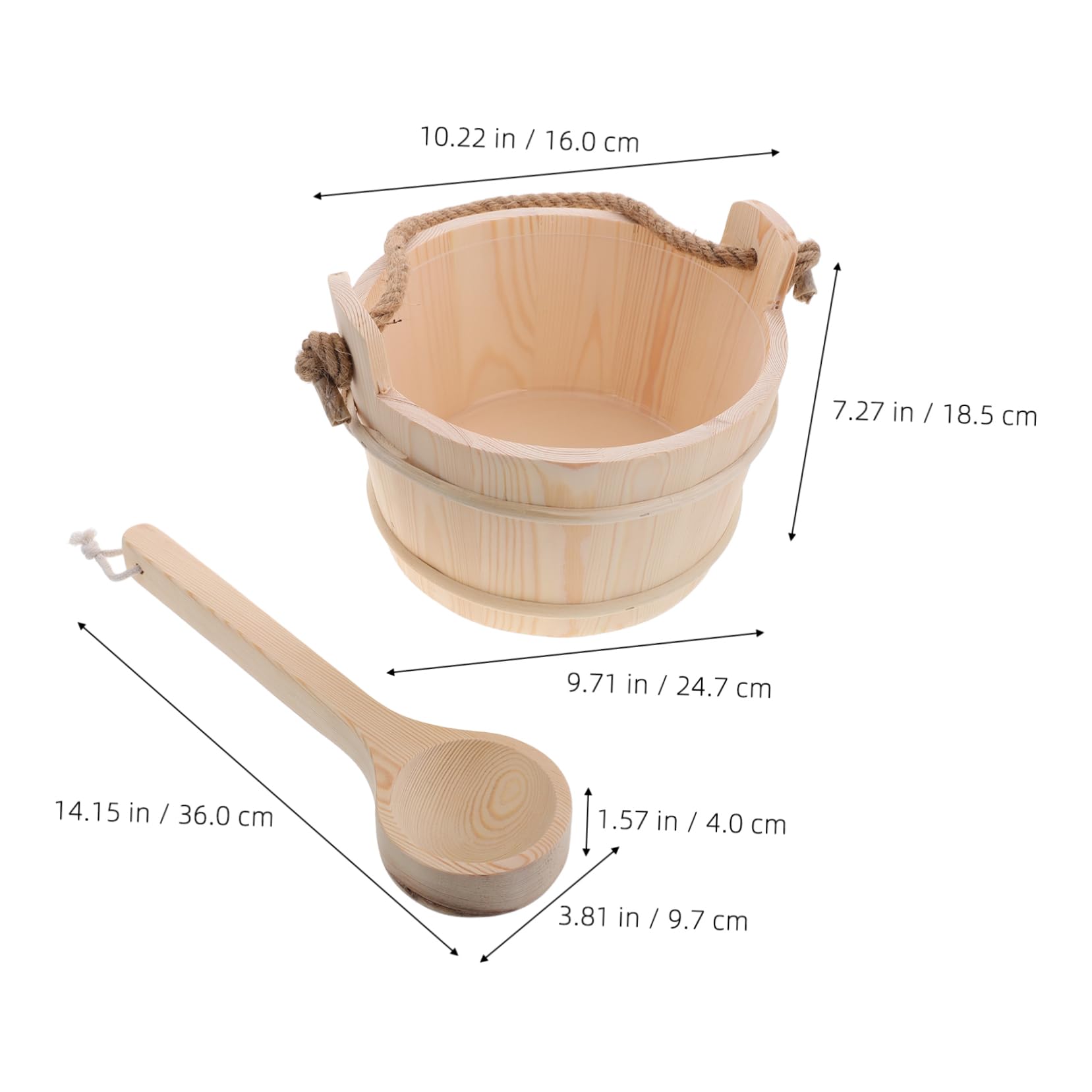 Gatuida Ensemble Seau et Louche de Sauna en Bois, Outil D’arrosage pour Hammam, Design Portable, pour Spa et Bain