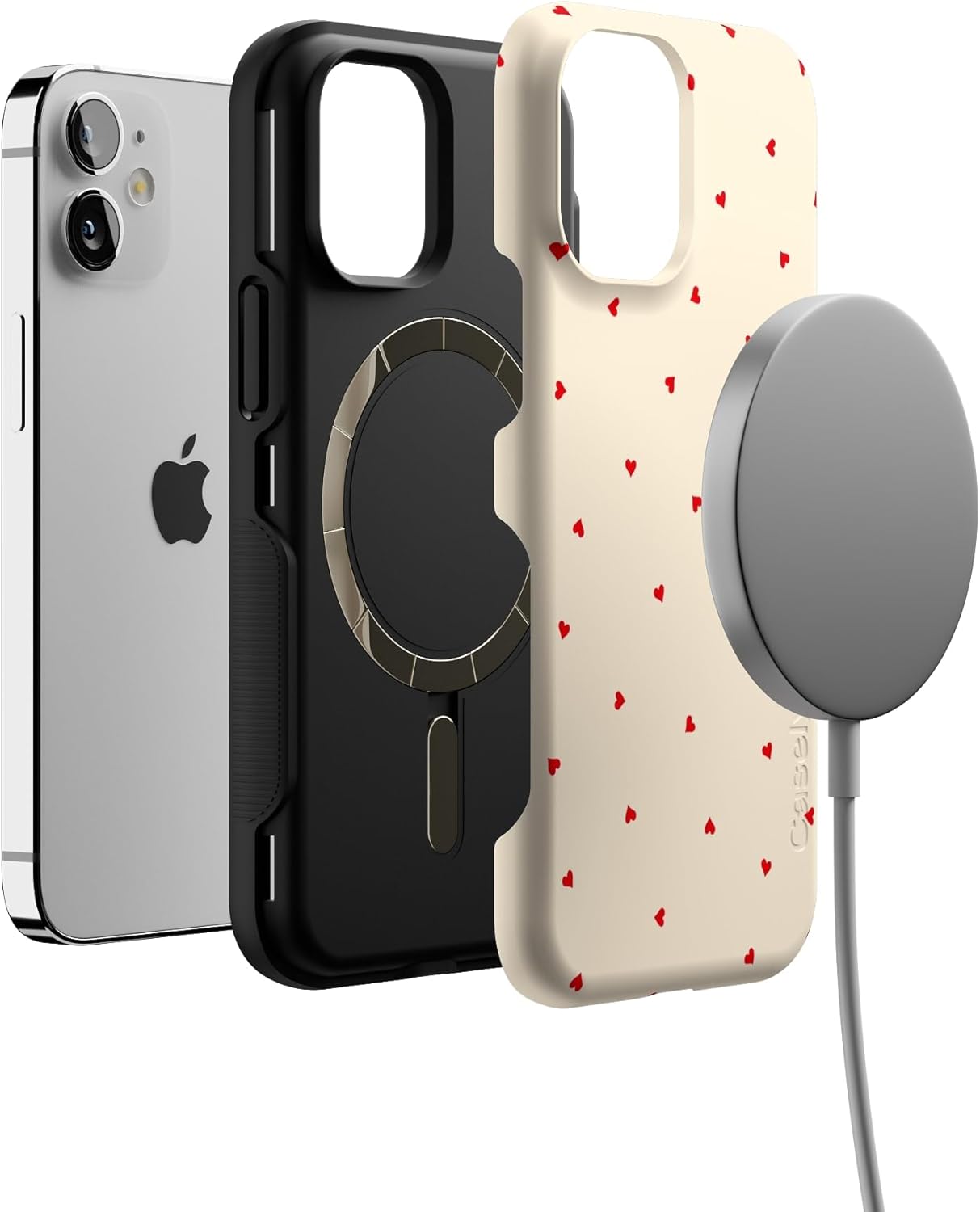 Casely iPhone 12 Mini Case | Be Mine | Tiny Hearts | Bold Protective Design | Compatible with MagSafe