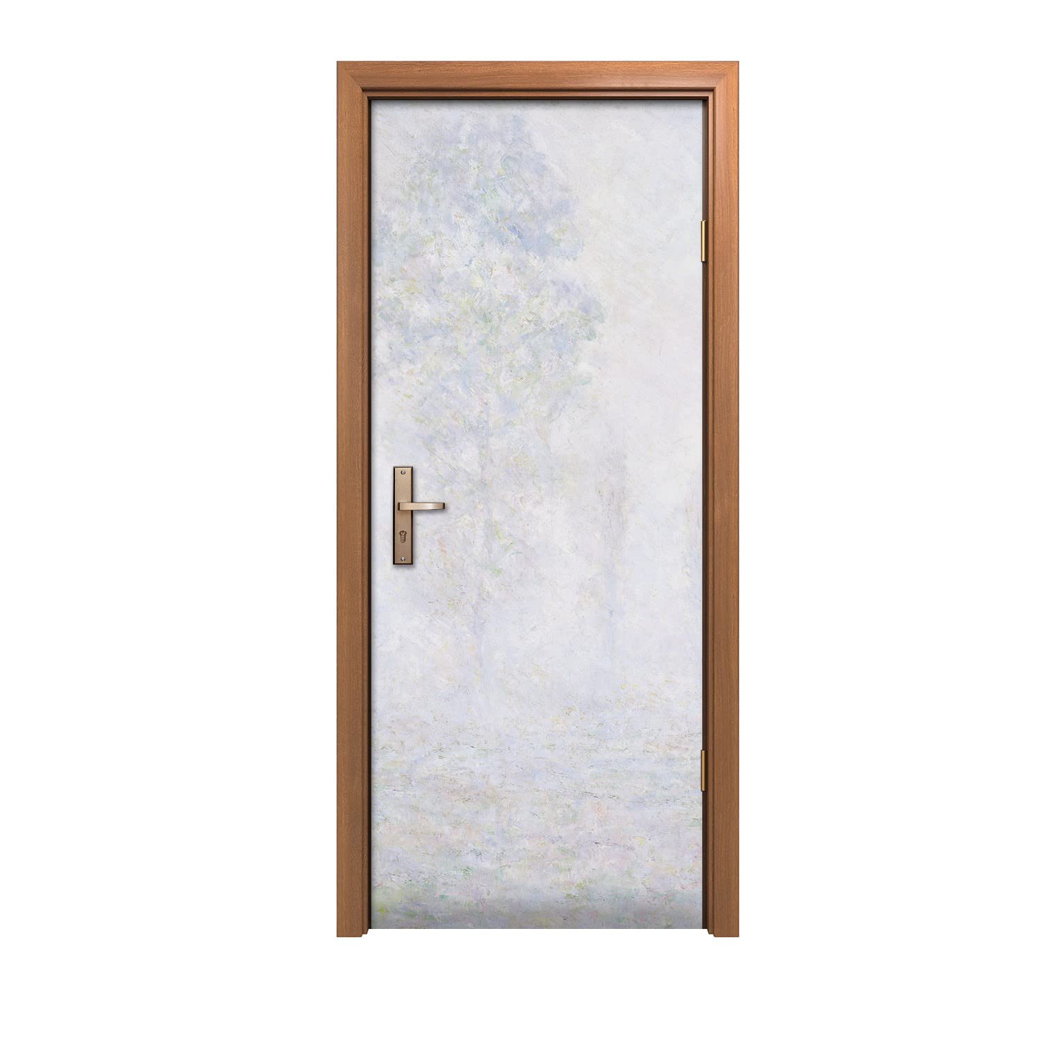Autocollant de porte 80x200cm décoration murale arbres et brouillard