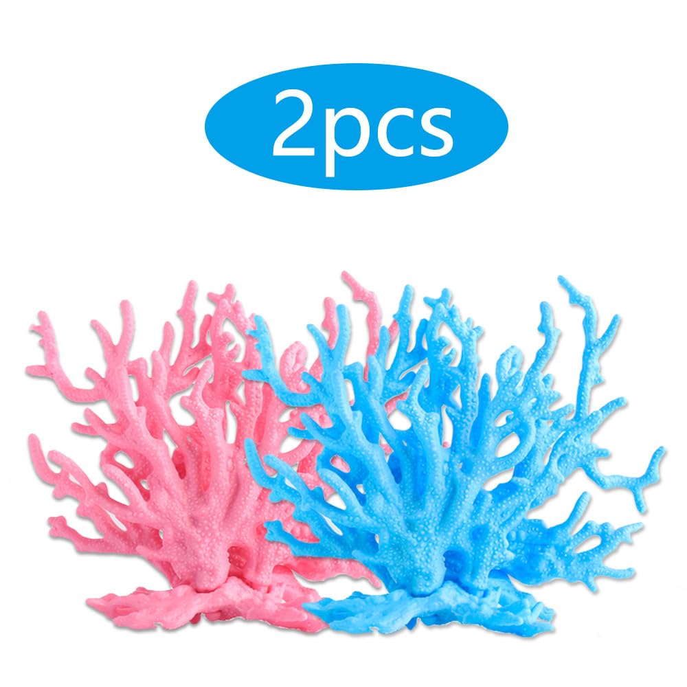 Decorazione Per Acquario In Resina - Corallo Blu Marino, Pianta Artificiale Realistica - Foto 6