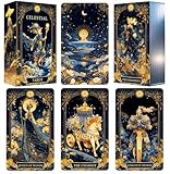 Celestial Tarot Deck, Unique Tarot Cards for Beginners with Blue Gold Edge, Divination and Spiritual...