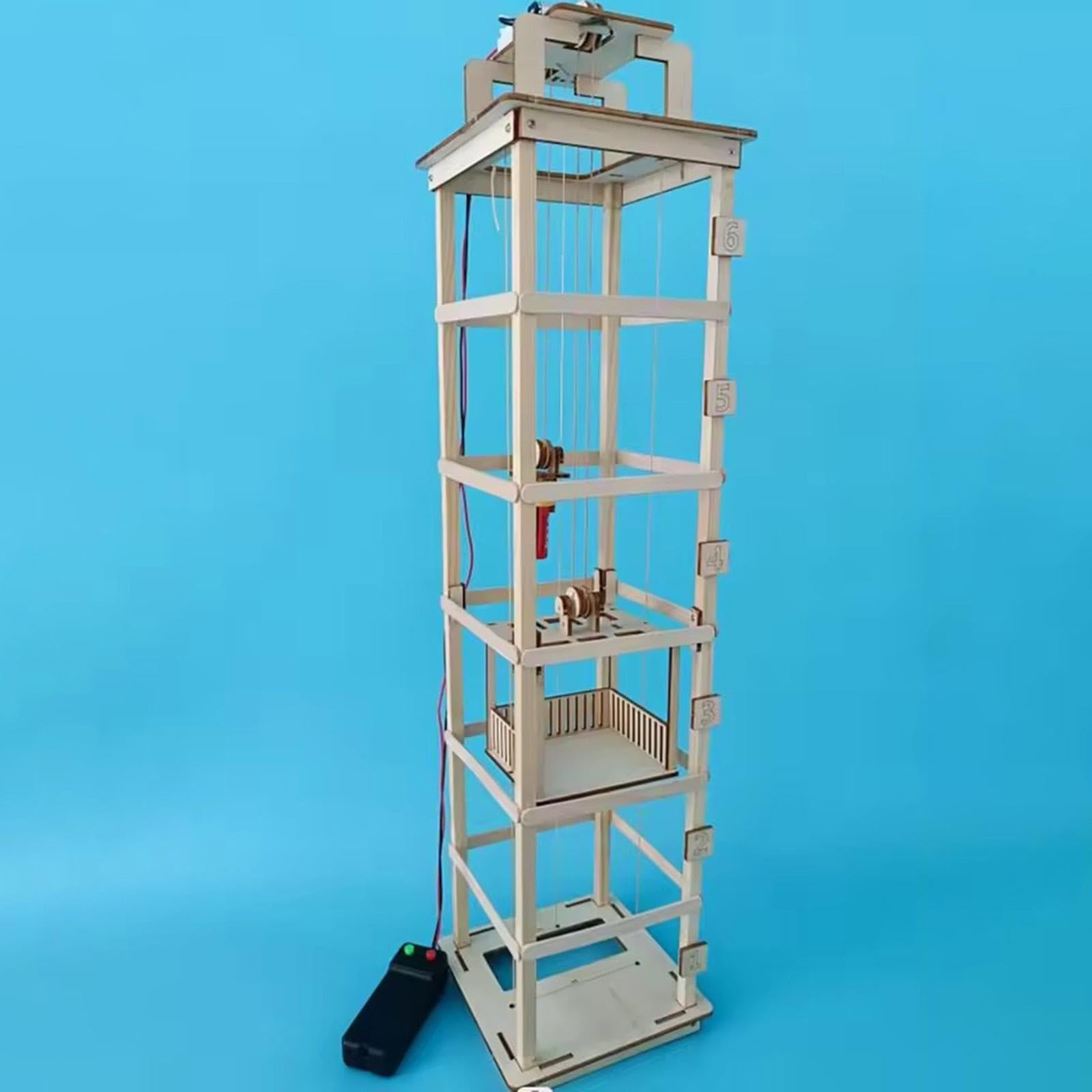 Perfeclan Kit de experimentos científicos de Madera con Modelo de Ascensor, Kit de construcción Educativo para autoensamblaje para niños de 5 a 8 años, Regalo