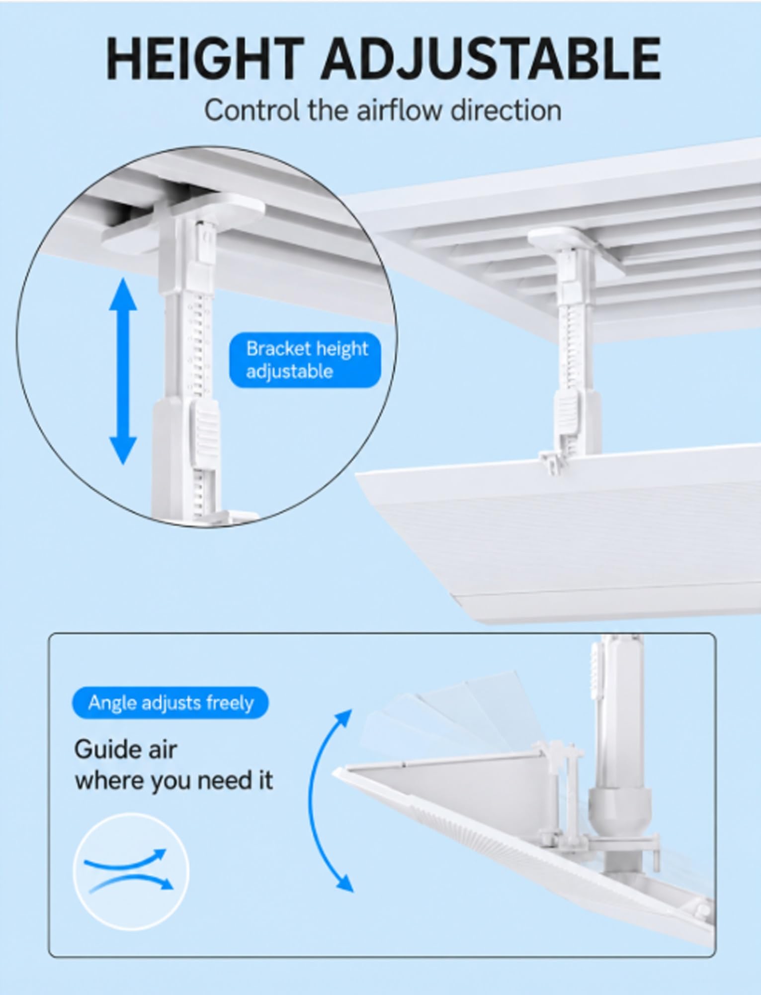 Deflettore per climatizzatore, Gancio for deflettore AC for cassetta da soffitto 40-150x20 cm | 140X20cm