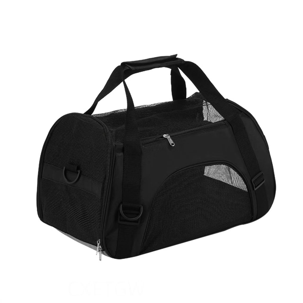 Foldable Soft Cat Carrier Bag, Breathable Pet Carrier Bag for Small/Medium Dogs & Cats, Portable Travel Pet Handbag with Mesh Windows, Waterproof Oxford Fabric with Adjustable Shoulder Strap, Black