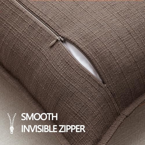 Image of MIULEE Pack of 2 Thick Textured Couch Throw Pillow Covers 18x18, Dark Brown Decorative Pillow Covers, Neutral Linen Cushion Cases for Sofa Bed Living Room Modern Farmhouse Home Decor, No Filling