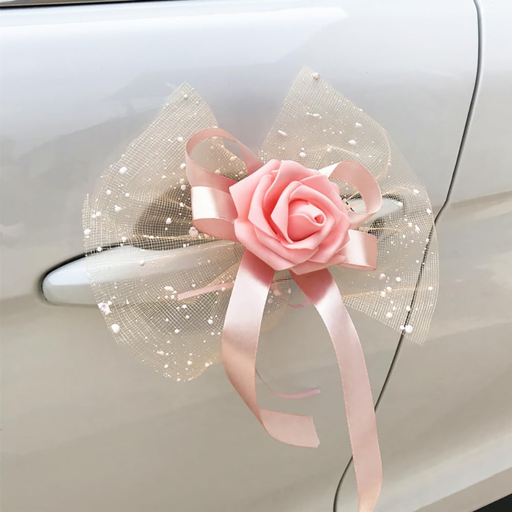 Lot De 10 Noeuds Automatiques Roses - Décoration Mariage, Baptême - Fait En France