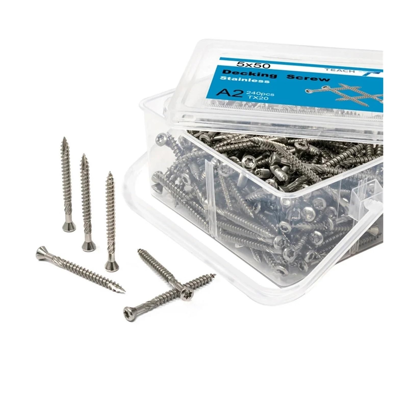 Tornillos de cubierta de acero inoxidable | 180/240 piezas 5x50-60 mm Entarimado for valla de terraza: Tornillos for cubierta(5x50mm 240Pcs)
