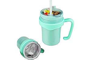 JOVIAL All In One Insulated Snack and Drink Cup 12 Oz-Glitter Aqua