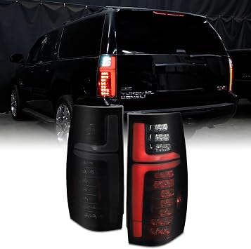 AKKON - Fit 2007-2014 Chevy Tahoe Suburban GMC Yukon 07-14 [Full LED] Tail Lights Rear Lamp Black Smoke Lens