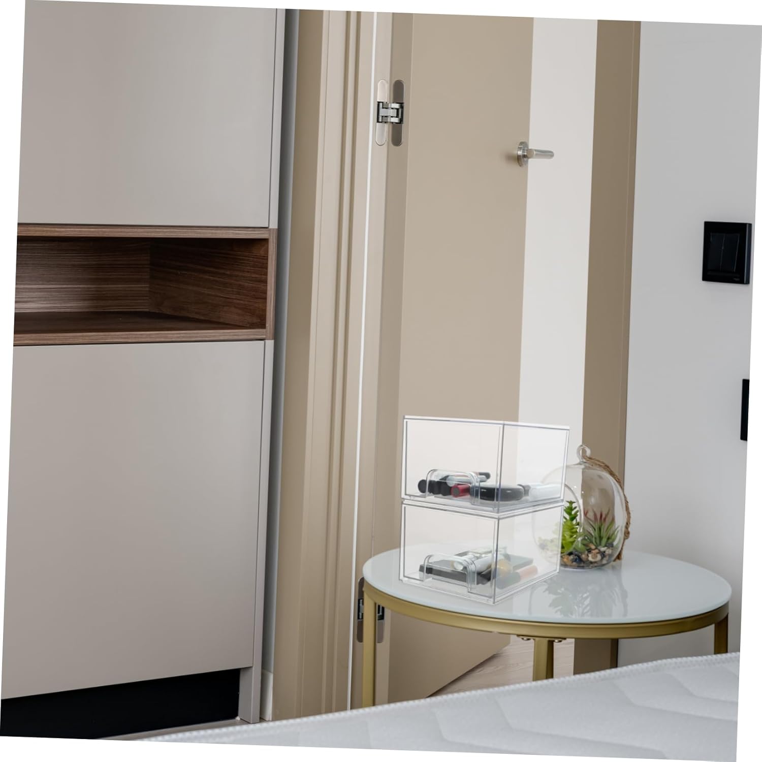 2pcs Makeup Case Organizer Drawer Style Storage Box Desk Top Cosmetic Display Case