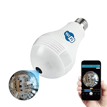 Paroxysm Spy Bulb Camera 1080P WiFi Security Camera, Full HD Video and Audio Recording, 360v Degrees Panoramic Camera for Home, Motion Detection