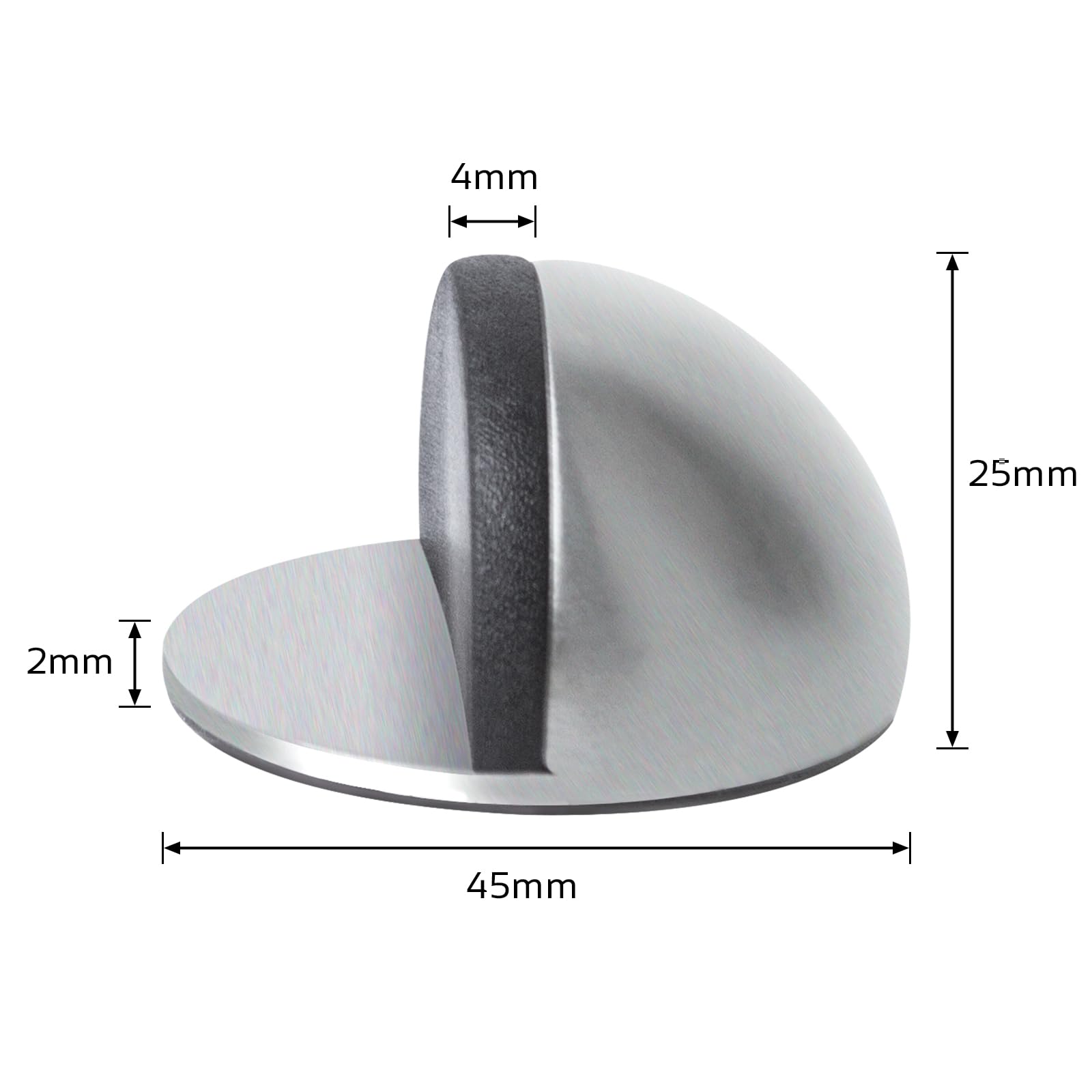 ECOSEAO 1 pezzi Fermaporta da Pavimento Adesivo, Fermaporta da Pavimento in Acciaio Inox, Ferma Porta da Pavimento con Paraurti in Gomma, Fermaporte per Tutti i Pavimenti Duri(Argento)