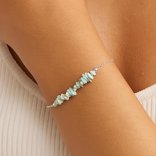 Miniatura 25 de TGH Pulsera de barra de chips naturales, cristal curativo, pulsera de cuentas crudas chapada en plata, cadena ajustable de 7 + 1 pulgada, regalo