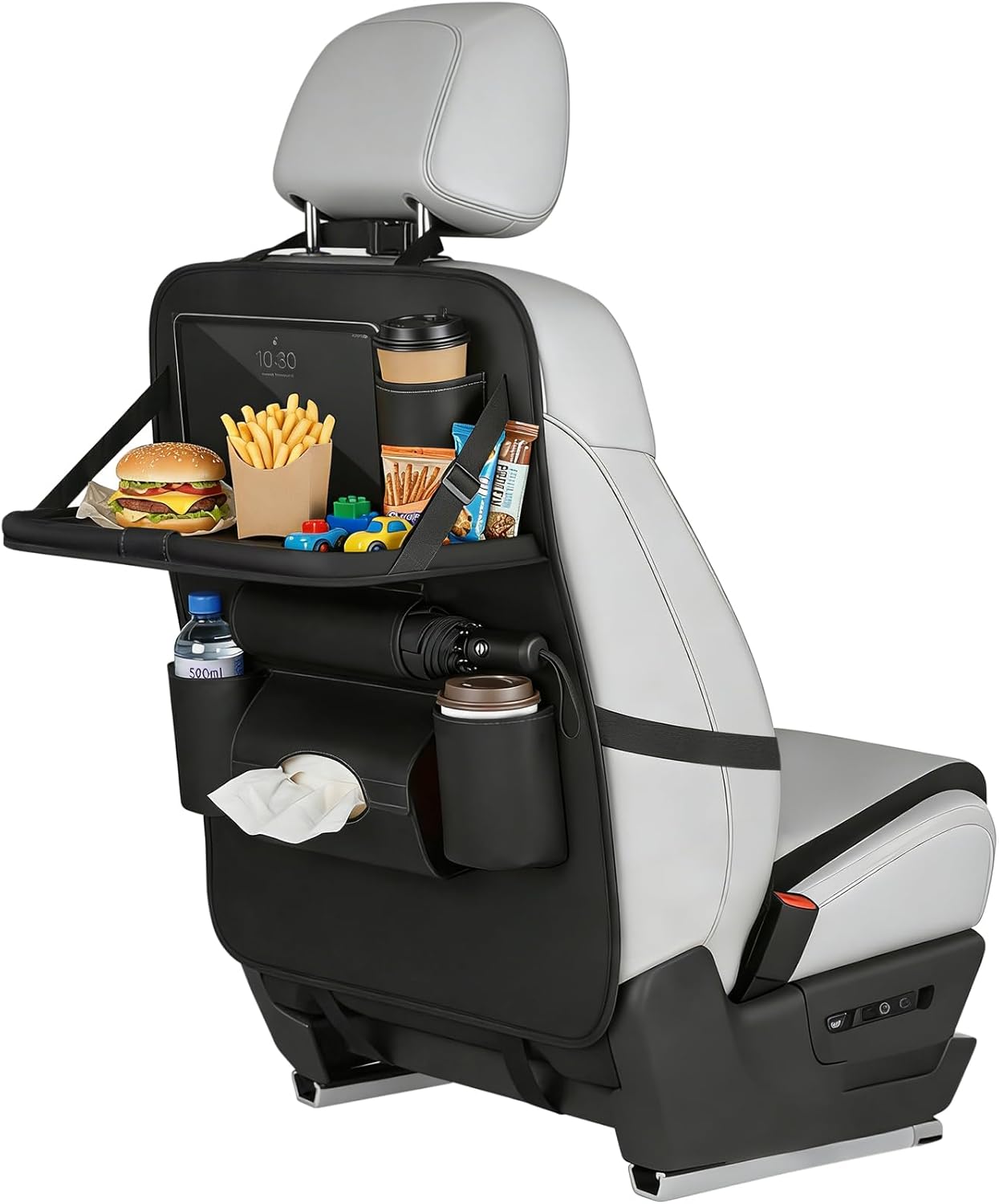 Car Seat Back Organizer with Foldable Table Tray Back of Seat Car Organizer with Touch Screen Phone Holder Premium Pu Leather Material for Kids, Pets & Travel Accessories(1 Pack)