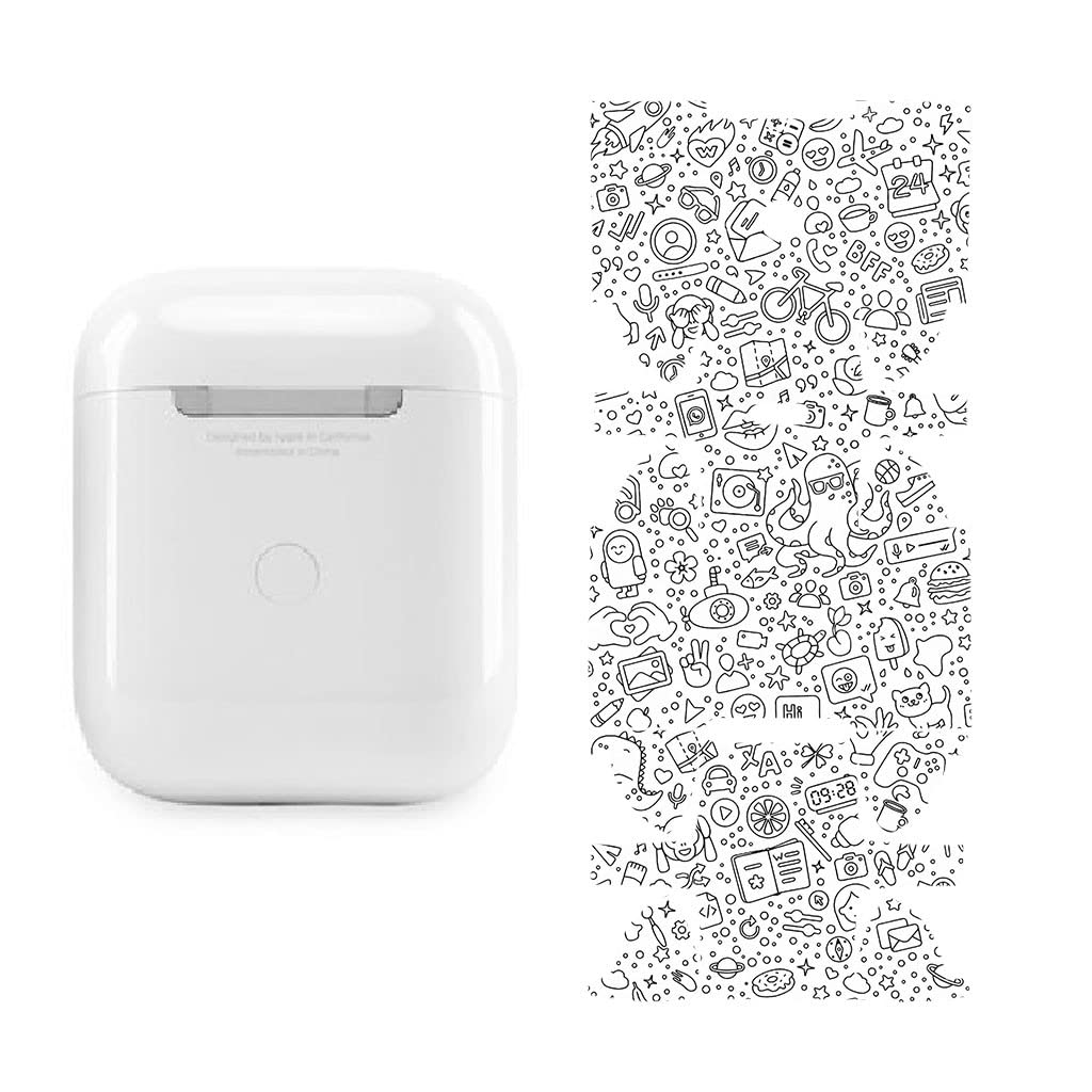 AtOdds - Pre-Cut Audio Buds Skin Sticker Wrap - Compatible for Apple Airpods 2 (Coverage - Charging Case+Buds)(Graffiti38)