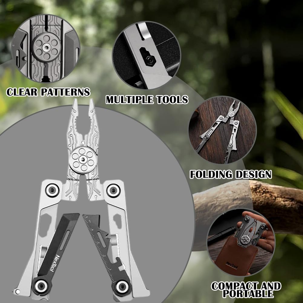 20 in 1 Faltbares Multitool Kreditkarte Edelstahl Werkzeugkarte mit Zange,Messer,Flaschenöffner Kompaktes EDC Zubehör für Männer,Outdoor,Reise & Überleben