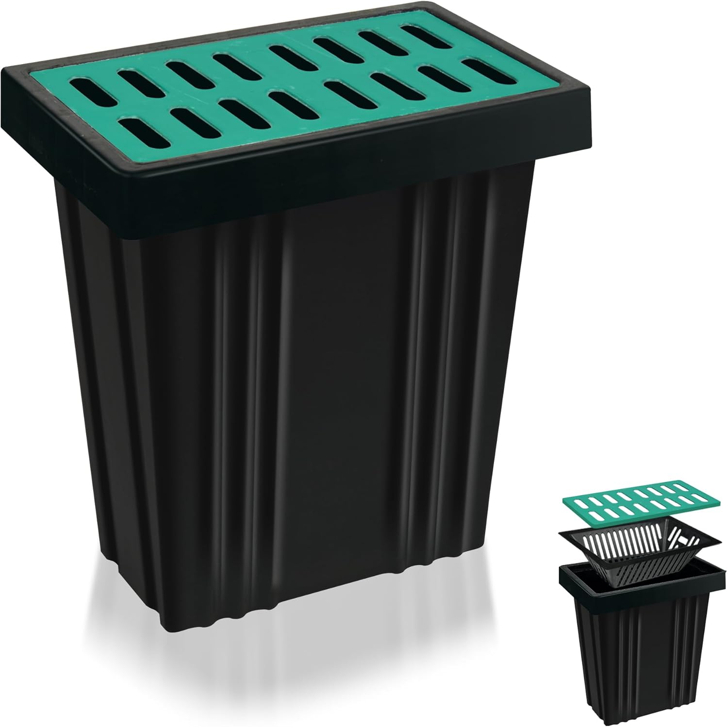 12"x20"x24" Narrow Deep Catch Basin - Space-Saving Sump Drain Box with Debris Filter, Frost-Line Protection for Tight Areas