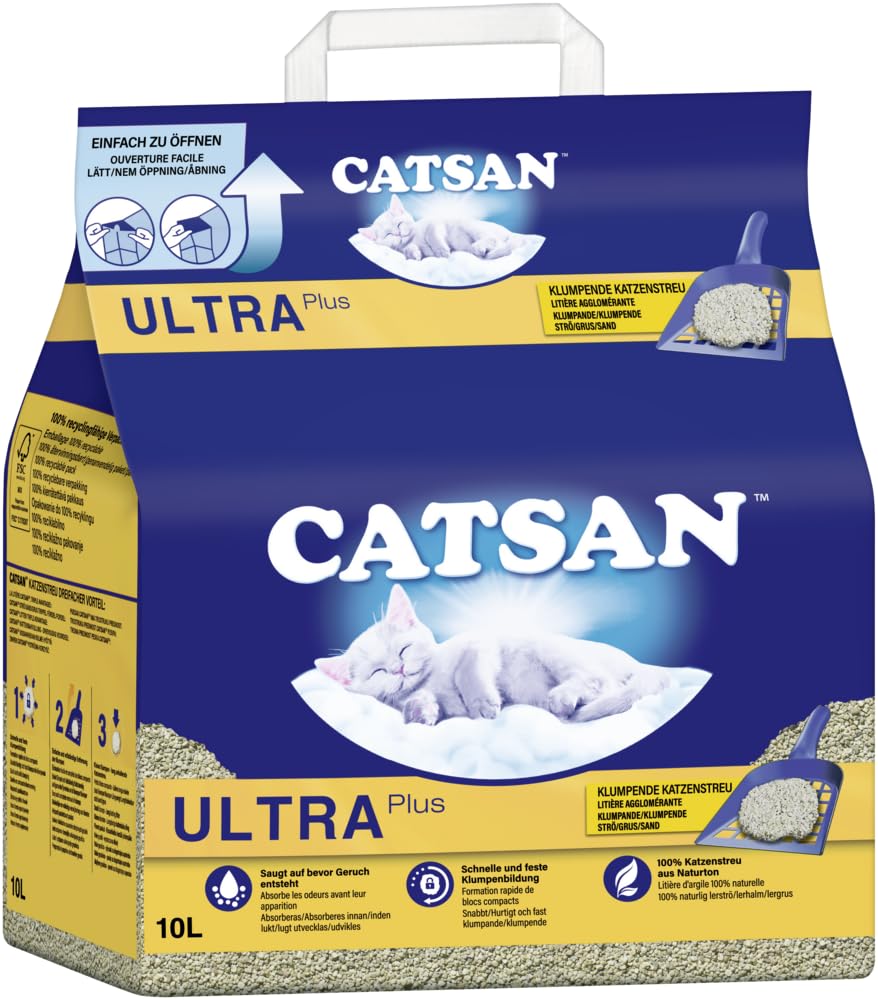 Litière pour chat ultra agglomérante Catsan - Ultra absorbante - En granulés d'argile