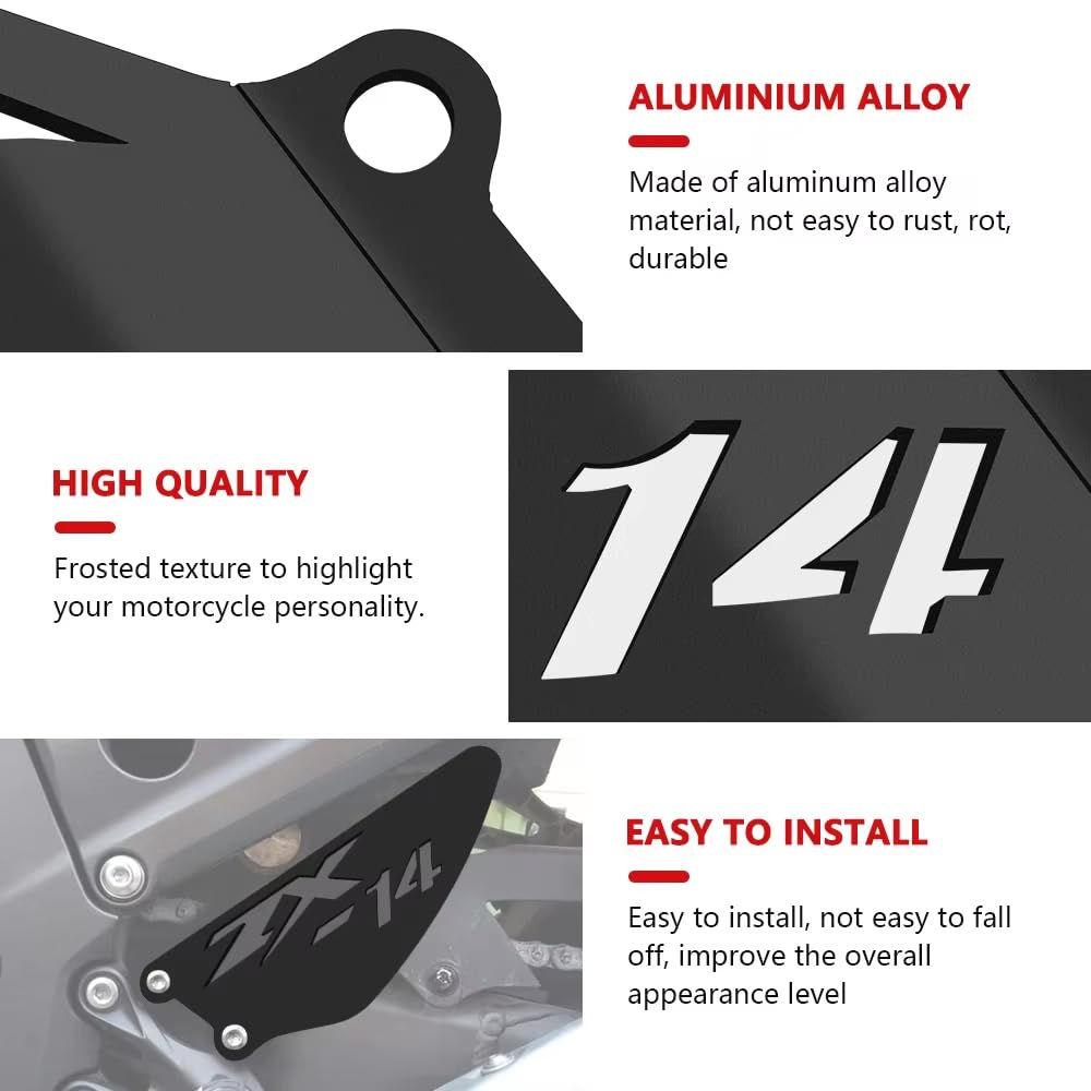Kawasaki ZX-14 Heel Guards Black Aluminum Heel Guard Plates For