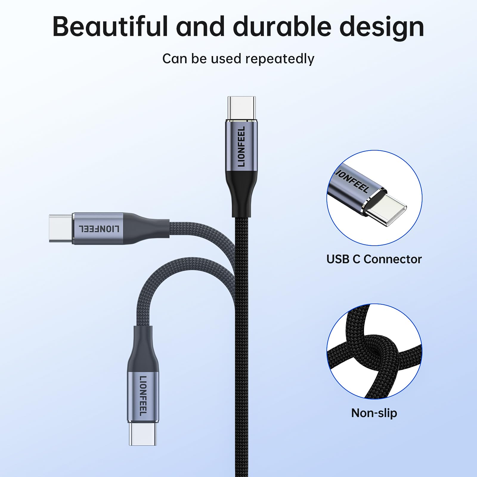 100 W USB-C-auf-USB-C-Kabel, 2 Stück, 1,2 m, geflochtenes Nylon-Schnellladekabel, Typ-C-Ladekabel für iPhone 17/16/15, Galaxy, MacBook, iPad