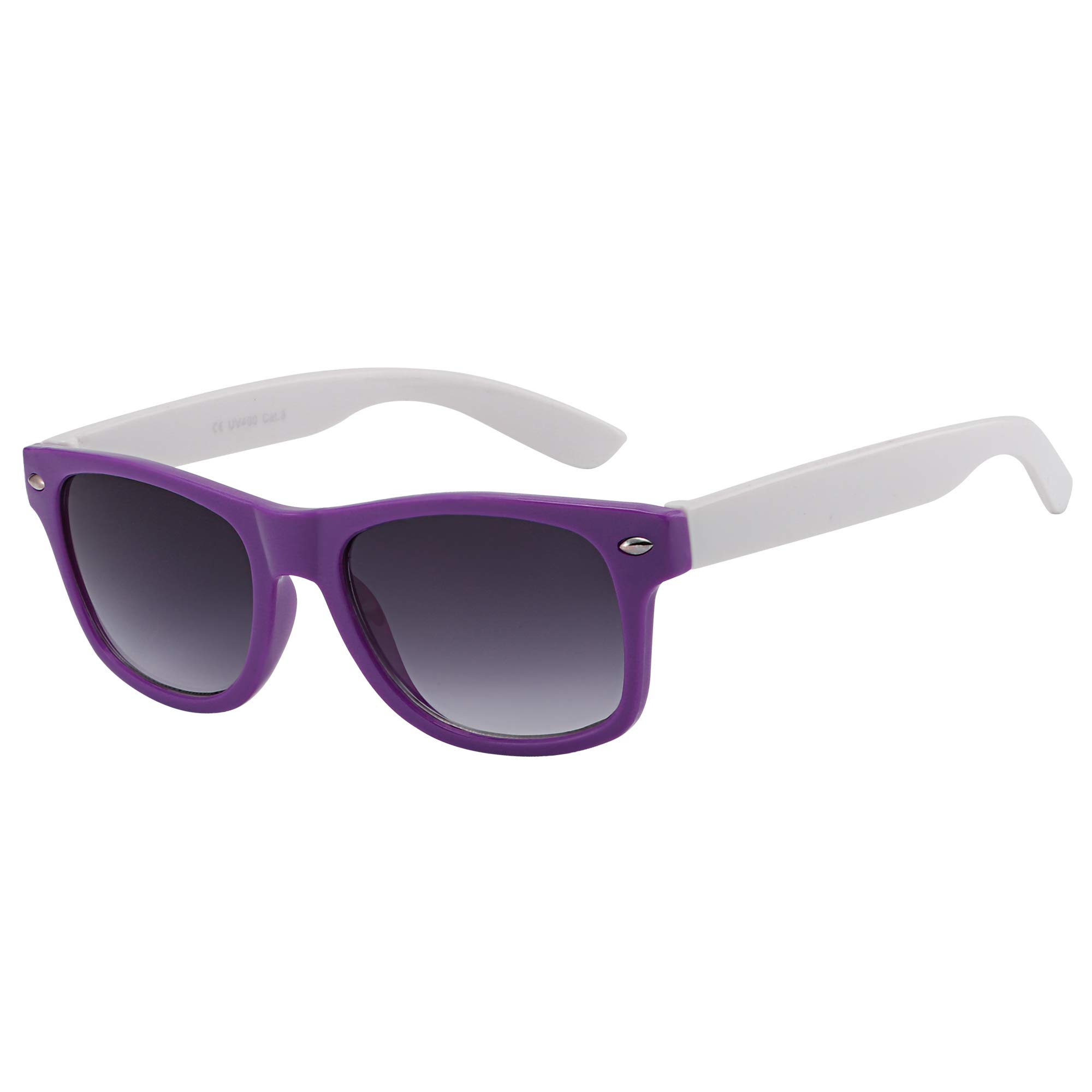 Kids Sunglasses Girls Boys Children Classic Style Shades UV 400 Protection (Purple White)