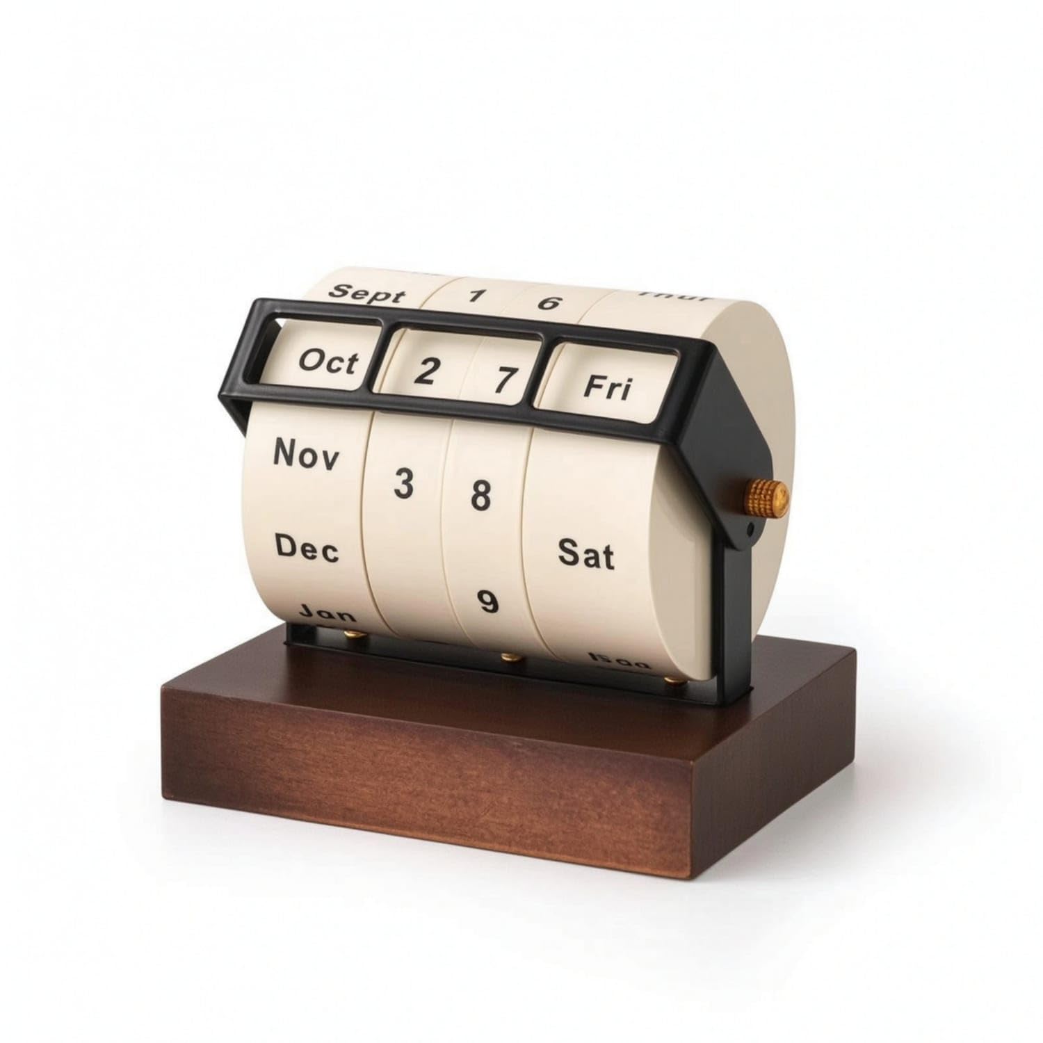 Desktop Perpetual Wheel Calendar Compact Wooden Perpetual Calendar Reusable Space-Saving for Professionals, Students, Office, Study, Reception, L Wheel Perpetual-image-18