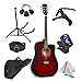 master-play beginner full size 41 wood cutaway all string acoustic guitar, with bonus accessories kit; case, strap, capo, extra strings, picks, tuner, wash cloth, stand (redburst)