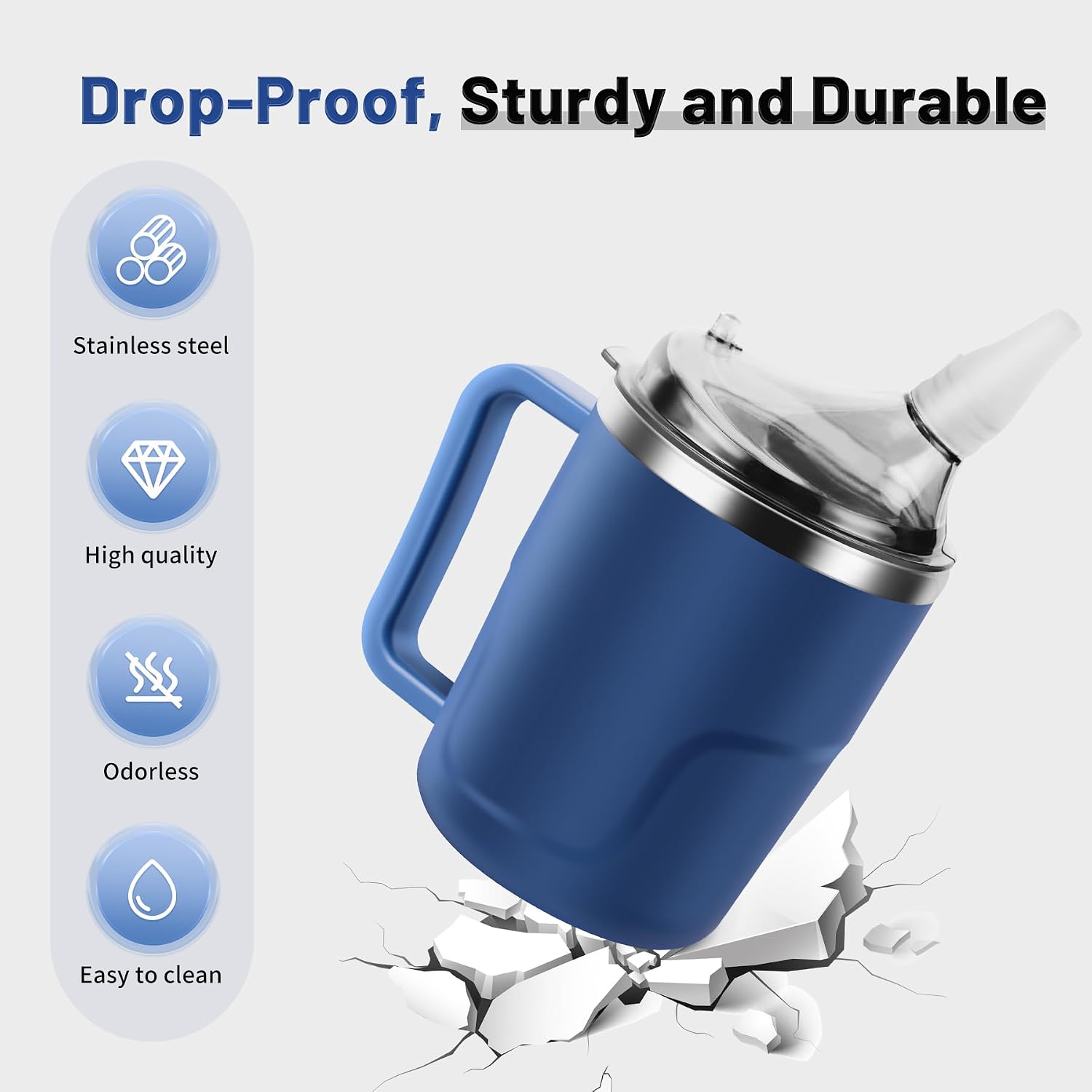 Adult Sippy Cup, 14 oz Convalescent Feeding Cup with Silicone Spout for Bedridden People, 3 in 1 Spill Proof Stainless Steel Sippy Cups for Elderly Adults Drink Porridge Water Soup