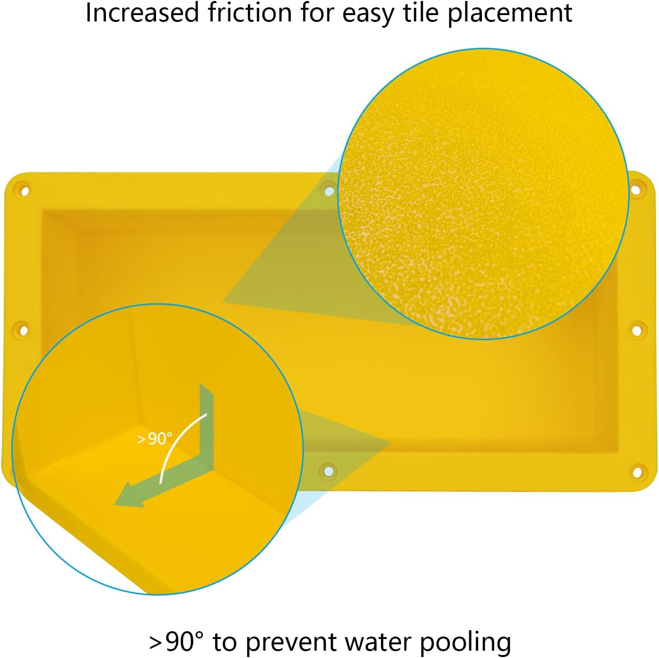 Ready Tile Small Shower Niche Footrest 16" x 8" x 4"（Inside 14" × 6" × 4"） for Foot Rest and Soap Holder Recessed Wall Niche Insert, Tileable Niche for Shower Shaving.