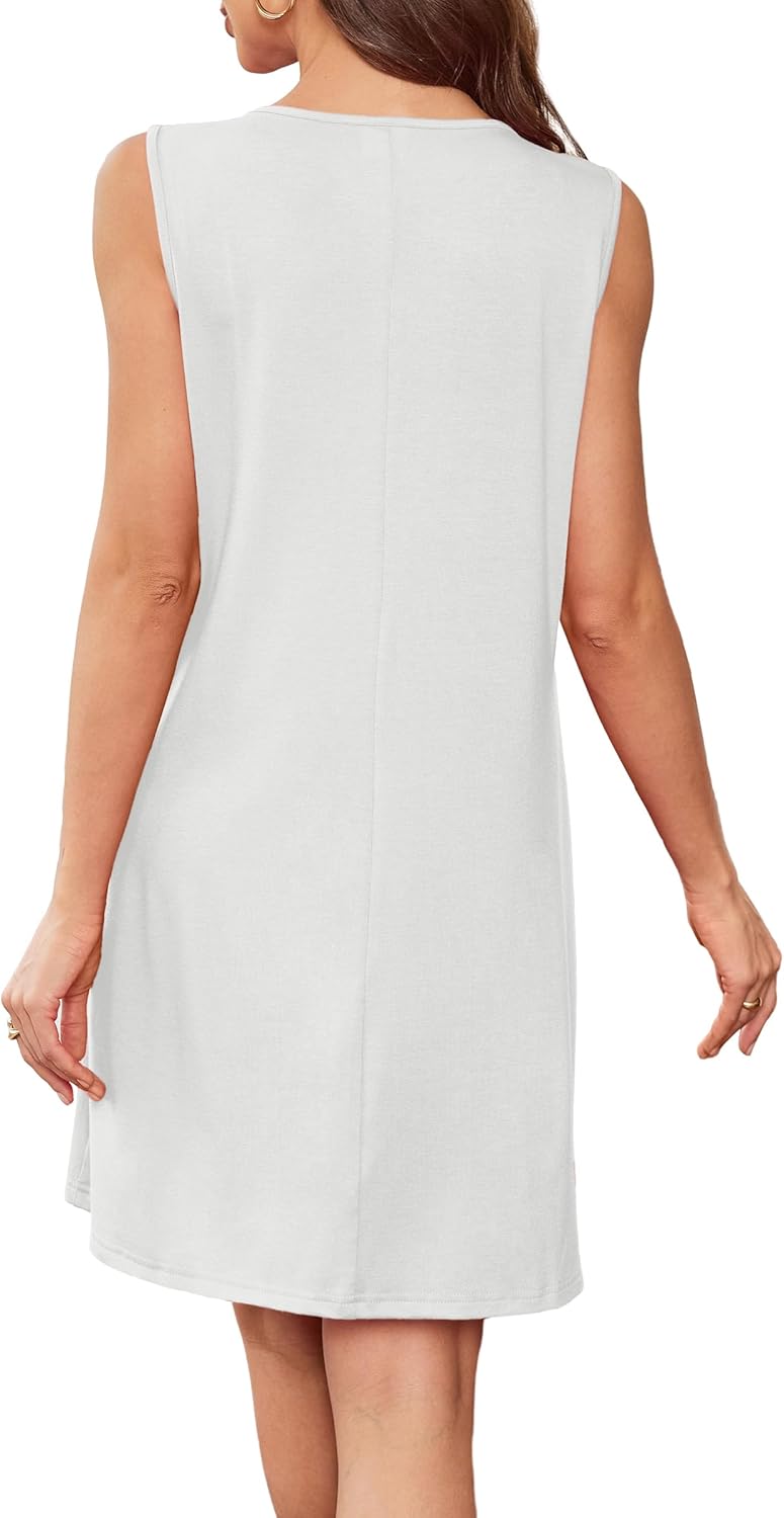 Summer Dresses for Women Beach Cover Up Sleeveless Lace Crewneck Sundress (S-3XL) - Image 5