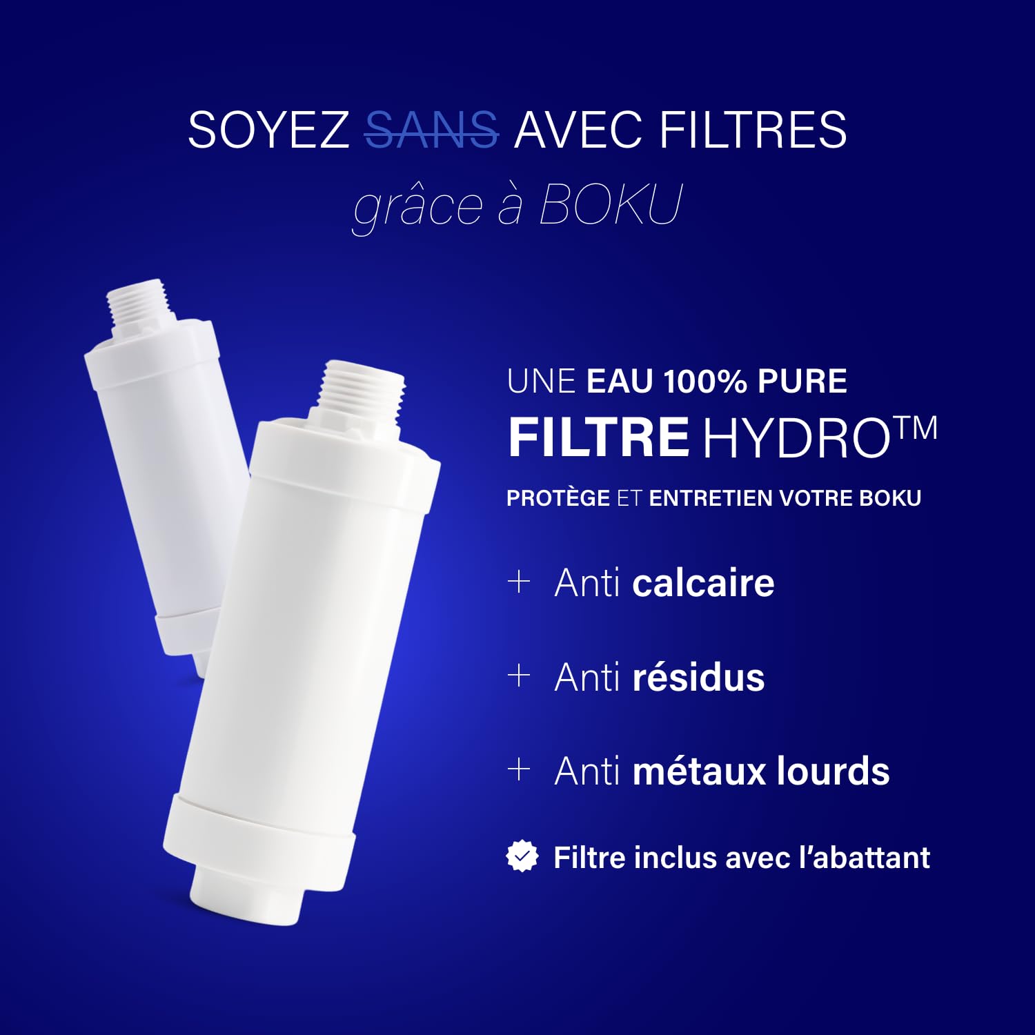 BOKU - Abattant Japonais - Avec Filtre Hydro - Hygiénique, Ecologique et Economique - Lavage par Jets Avant & Arrière - Marque Française, Technologie Brevetée - Forme Ovale (O)