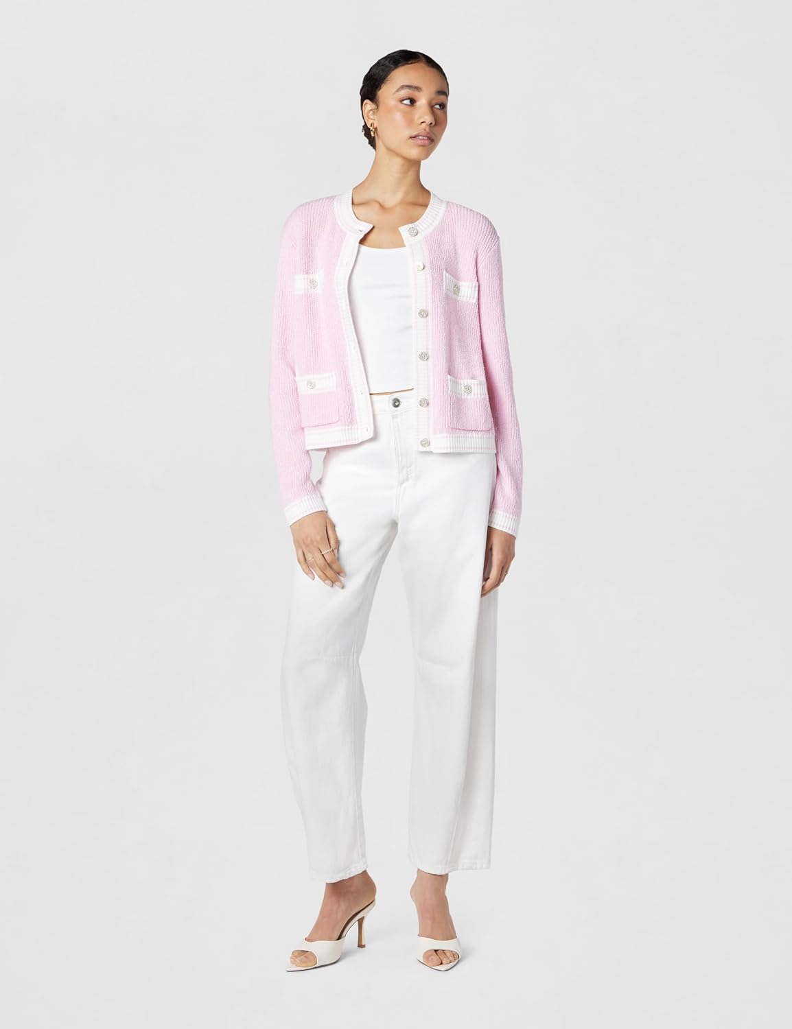 Karl Lagerfeld Women's 4-Pocket Comfortable Classic Cardigan Sweater