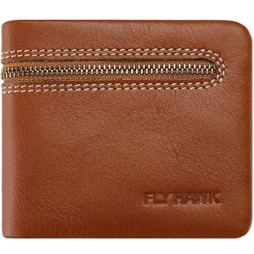 Genuine Leather Credit Card Wallets Coin Purse MInimalist Thin Wallets for Mens (Brown,Classic Version)